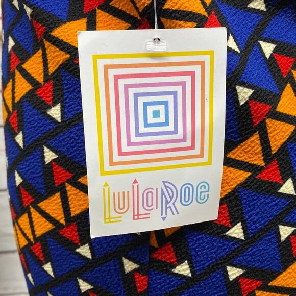 LuLaRoe Cassie Pencil Skirt Small Blue Orange Pull On Stretch NWT - Picture 4 of 7